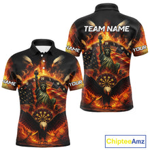 Load image into Gallery viewer, Custom Men's Darts Polo Jersey US Flag Flaming Eagle Dartboard For Darts Team NYN0770