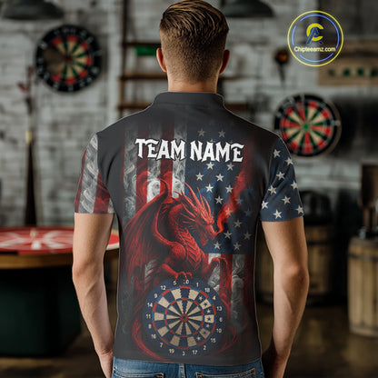 Personalized Smoke US Flag Dartboard Patriotic Dart Jerseys For Men , Dart Team Shirt NYN1097