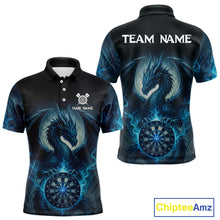 Load image into Gallery viewer, Custom Black And Blue Smoke Dragon Dartboard Dart Shirt For Men Outfits Dart Jerseys NYN1087