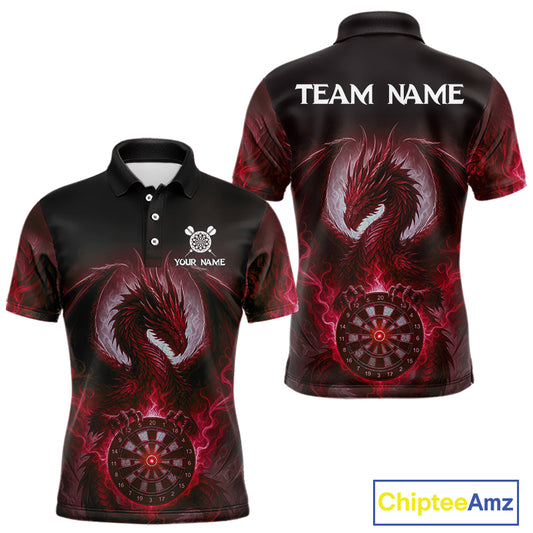 Custom Black And Red Smoke Dragon Dartboard Dart Shirt For Men Outfits Dart Jerseys NYN1088