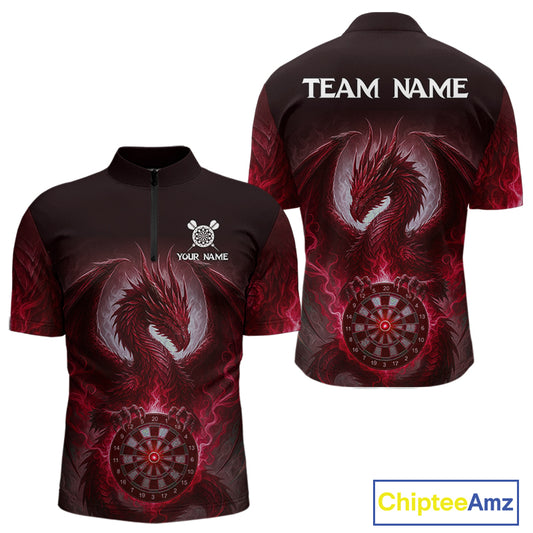 Custom Black And Red Smoke Dragon Dartboard Dart Shirt For Men Outfits Dart Jerseys NYN1088