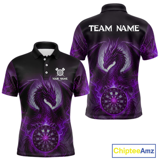Custom Black And Purple Smoke Dragon Dartboard Dart Shirt For Men Outfits Dart Jerseys NYN1089