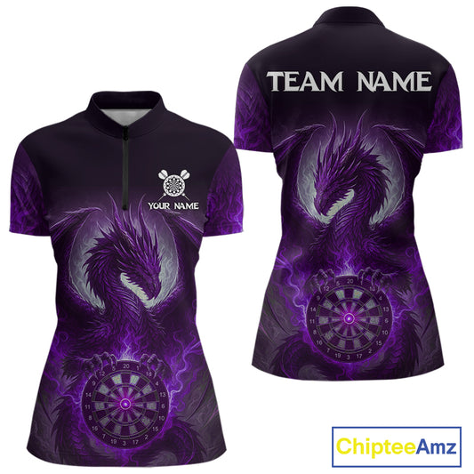 Custom Black And Purple Smoke Dragon Dartboard Dart Shirt For Women Outfits Dart Jerseys NYN1089