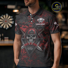Load image into Gallery viewer, Skull Warrior Red Digital Camo Custom Funny Darts Polo Shirt For Men Dart Jerseys NYN1951
