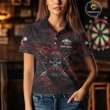 Load image into Gallery viewer, Skull Warrior Red Digital Camo Custom Funny Darts Polo Shirt For Women Dart Jerseys NYN1951