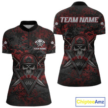 Load image into Gallery viewer, Skull Warrior Red Digital Camo Custom Funny Darts Quarter-Zip Shirt For Women Dart Jerseys NYN1951