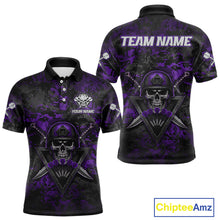 Load image into Gallery viewer, Skull Warrior Purple Digital Camo Custom Funny Darts Polo Shirt For Men Dart Jerseys NYN1952