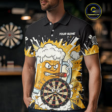 Load image into Gallery viewer, Beer Mascot Smoking Dartboard Custom Men Darts Polo Shirt Funny Funny Dart Jerseys NYN1957