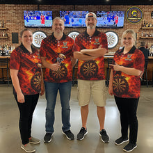 Load image into Gallery viewer, US Flag Eagle Flame Dartboard Darts Quarter-Zip Shirts For Women Custom Patriotic Dart Team Jerseys NYN2507