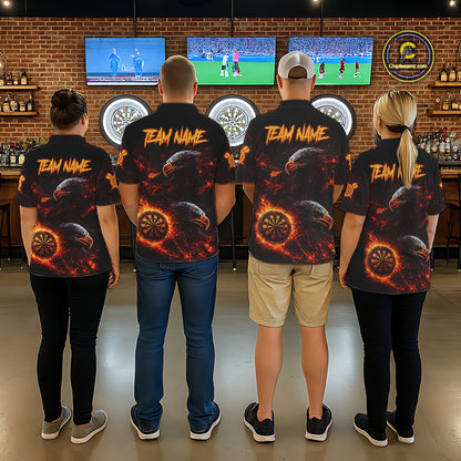 Eagle Couple Flame Dartboard & Arrow Men Darts Quarter-Zip Shirt Custom Outfits Dart Team Jerseys NYN2508
