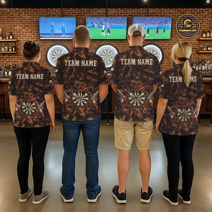 Funny Dartboard Cowhand Men Darts Quarter-Zip Shirt Personalized Brown Grunge Dart Team Jerseys NYN2510