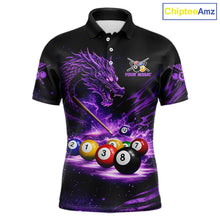 Load image into Gallery viewer, Purple Funny Dragon Thunder Ball Pool Billiard Team Shirt For Men Custom Billiards Ball Attire NYN2700