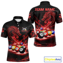 Load image into Gallery viewer, Red Funny Dragon Thunder Ball Pool Billiard Team Shirt For Men Custom Billiards Ball Attire NYN2701