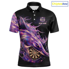 Load image into Gallery viewer, Personalized Pink Holographic Shark Men Darts Polo League Shirts Funny Grunge Dart Jerseys NYN2707