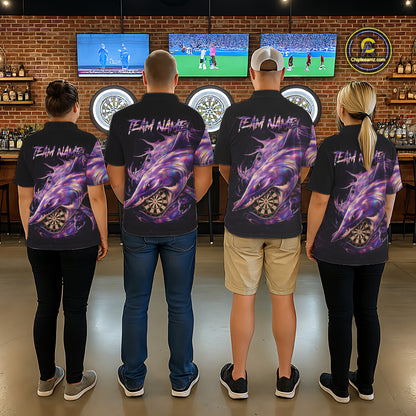 Personalized Pink Holographic Shark Women Darts Polo League Shirts Funny Grunge Dart Jerseys NYN2707