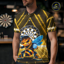 Load image into Gallery viewer, Lightning Yellow Neon Electric Funny Bee Men Dart Polo Shirt Custom Team Name For Darters NYN2710
