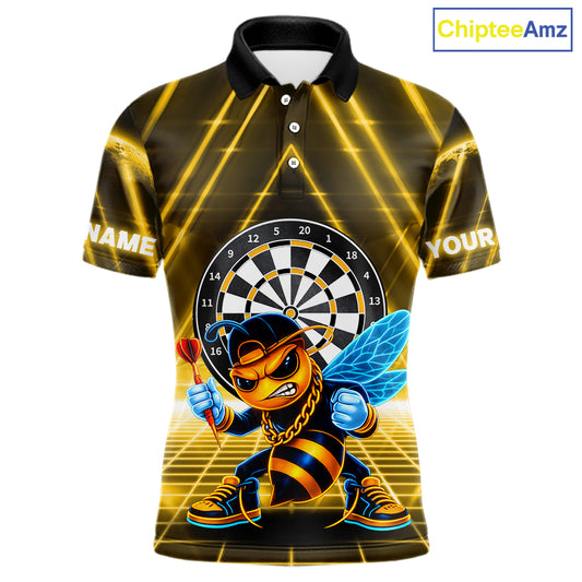 Lightning Yellow Neon Electric Funny Bee Men Dart Polo Shirt Custom Team Name For Darters NYN2710