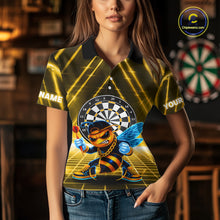 Load image into Gallery viewer, Lightning Yellow Neon Electric Funny Bee Women Dart Polo Shirt Custom Team Name For Darters NYN2710