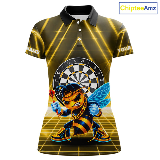 Lightning Yellow Neon Electric Funny Bee Women Dart Polo Shirt Custom Team Name For Darters NYN2710