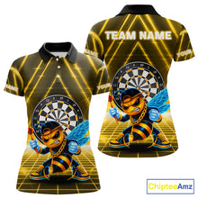 Load image into Gallery viewer, Lightning Yellow Neon Electric Funny Bee Women Dart Polo Shirt Custom Team Name For Darters NYN2710
