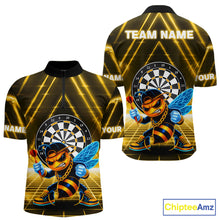 Load image into Gallery viewer, Lightning Yellow Neon Electric Funny Bee Men Dart 1/4-Zip Shirt Custom Team Name For Darters NYN2710
