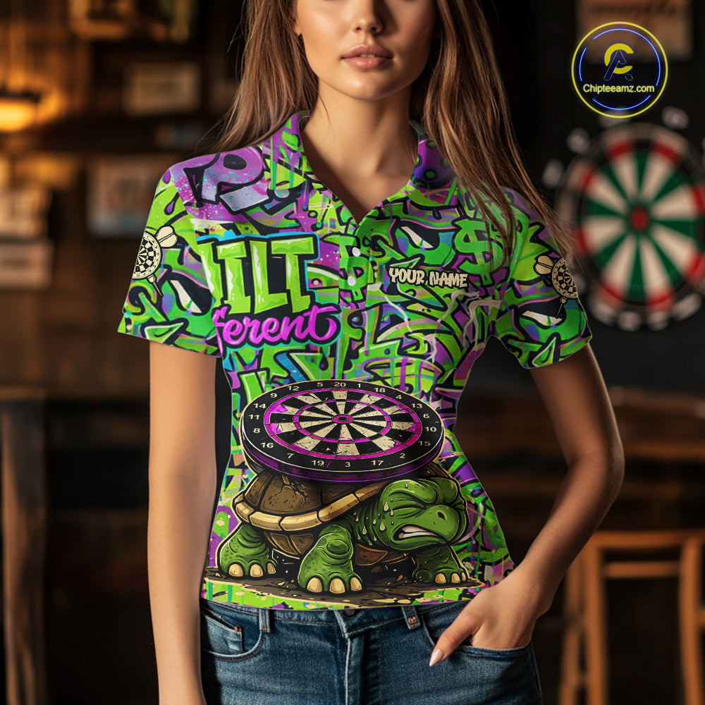 Personalized Funny Dart Shirt Dartboard Turtle Polo Quarter Zip Shirt Custom Team Shirt For Women NYN2859