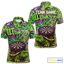 Load image into Gallery viewer, Personalized Funny Dart Shirt Dartboard Turtle Polo Quarter Zip Shirt Custom Team Shirt For Men NYN2859
