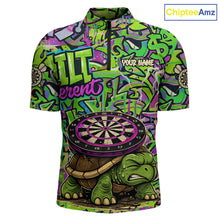 Load image into Gallery viewer, Personalized Funny Dart Shirt Dartboard Turtle Polo Quarter Zip Shirt Custom Team Shirt For Men NYN2859