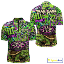 Load image into Gallery viewer, Personalized Funny Dart Shirt Dartboard Turtle Polo Quarter Zip Shirt Custom Team Shirt For Men NYN2859