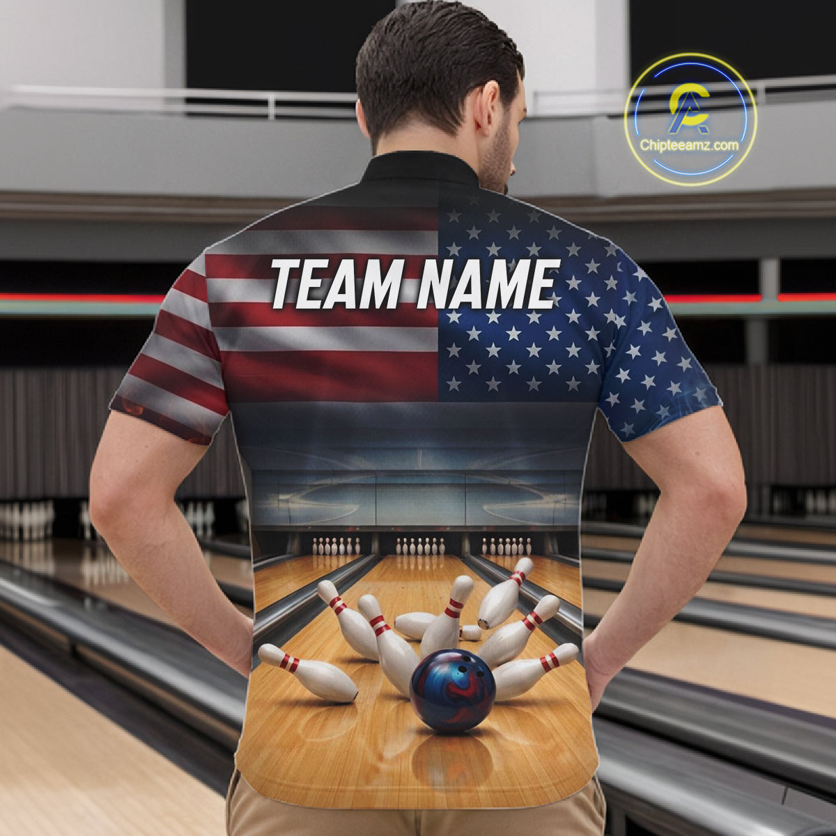 Personalized Fire Flame USA Flag Eagle Bowling Team Shirts For Men Outfits Patriotic Bowling Gifts NYN3073