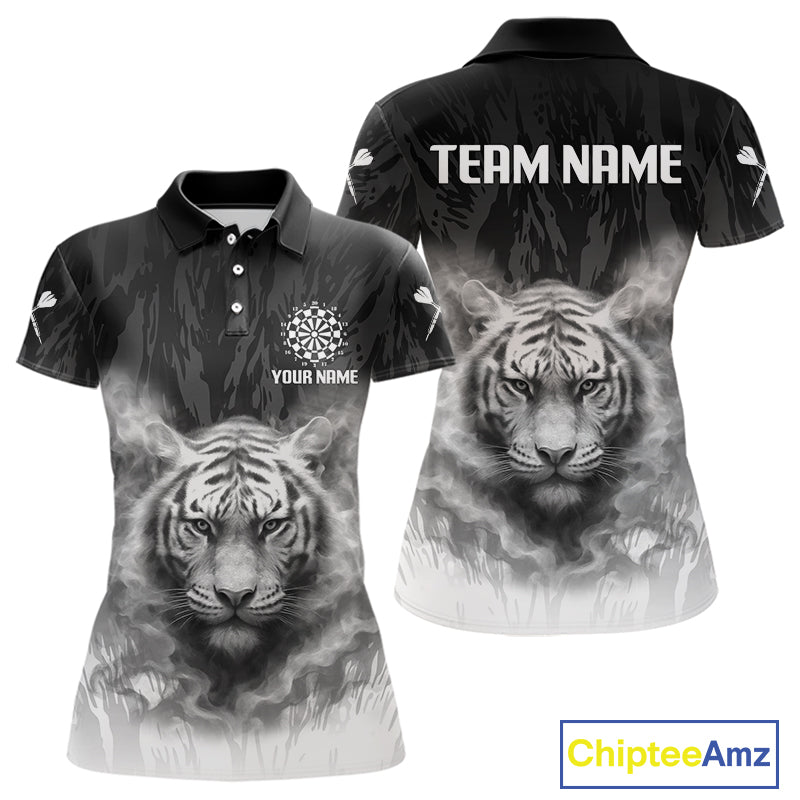 Women's Custom Darts Shirt With Pale Smoke Tiger Grunnge Pattern Dartboard NYN0296