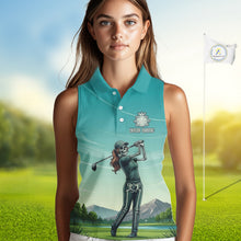 Load image into Gallery viewer, Funny Skeleton Golf Course Golf Sleeveless Polo Shirts For Women Personalized Team Name Golf Clothes NYN3252