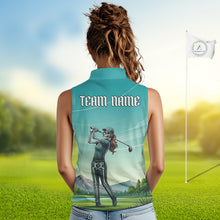 Load image into Gallery viewer, Funny Skeleton Golf Course Golf Sleeveless Polo Shirts For Women Personalized Team Name Golf Clothes NYN3252