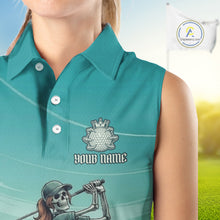Load image into Gallery viewer, Funny Skeleton Golf Course Golf Sleeveless Polo Shirts For Women Personalized Team Name Golf Clothes NYN3252