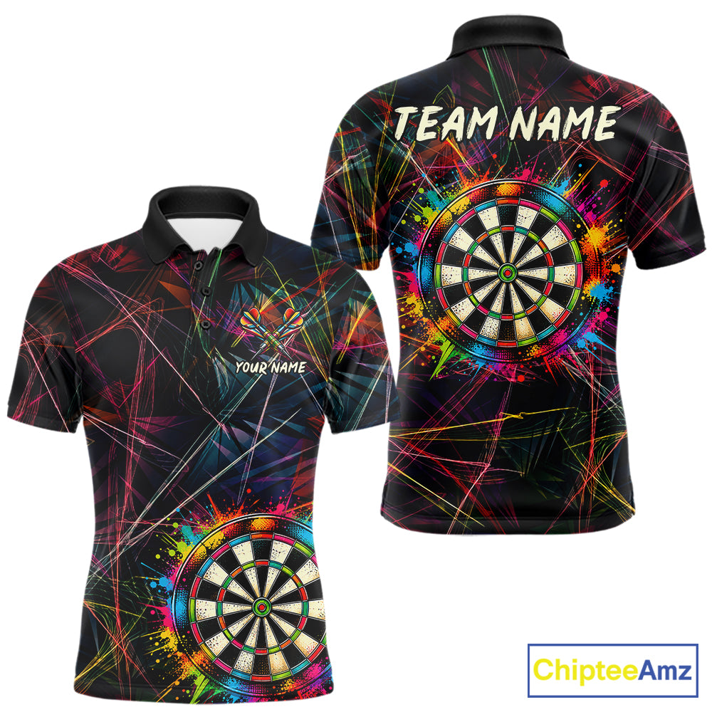 Splatter Paint Dartboard & Arrow Mens Darts Shirt Personalized Colorful Team Darts Jersey NYN3244