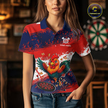Load image into Gallery viewer, Red, White And Blue Funny Rooster Women Darts Shirt Personalized Grunge Team Darts Jersey NYN3245