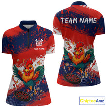 Load image into Gallery viewer, Red, White And Blue Funny Rooster Women Darts Shirt Personalized Grunge Team Darts Jersey NYN3245