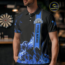 Load image into Gallery viewer, Custom Blue Flames Eagle Dart Shirts For Men Eagle Dart Team Jerseys Personalized NYN1110