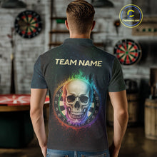 Load image into Gallery viewer, Custom Flames Skull Rainbow Dartboard Dart Men Polo Jerseys Colorful Dart Team Shirt NYN1697