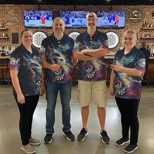 Load image into Gallery viewer, Personalized Multi-Color Splatter Funny Shark Men Darts Quarter-Zip League Shirts Dart Jerseys NYN2217
