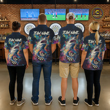 Load image into Gallery viewer, Personalized Multi-Color Splatter Funny Shark Men Darts Quarter-Zip League Shirts Dart Jerseys NYN2217