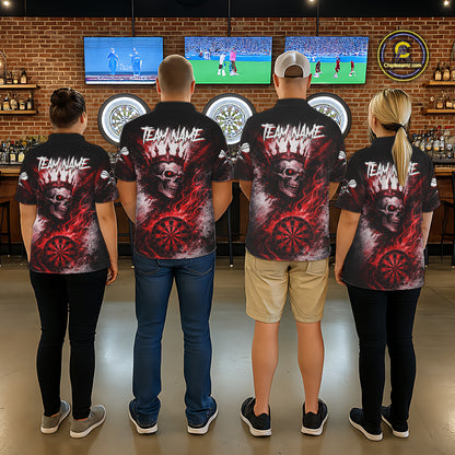 Red Crown Skull Fire Flame Dartboard Men Darts Quarter-zip Shirt Custom Grunge Dart Team Jerseys NYN2514