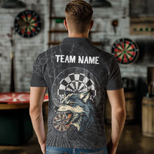 Load image into Gallery viewer, Personalized Wolf Black Darts Boards Polo &amp; 1/4 Zip Shirt For Men, Dart Team Shirts NYN0001