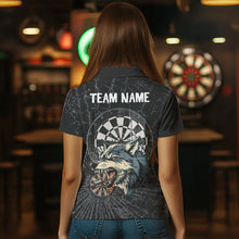Load image into Gallery viewer, Personalized Wolf Black Darts Boards Polo &amp; 1/4 Zip Shirt For Women, Dart Team Shirts NYN0001