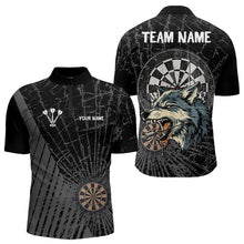 Load image into Gallery viewer, Personalized Wolf Black Darts Boards Polo &amp; 1/4 Zip Shirt For Men, Dart Team Shirts NYN0001