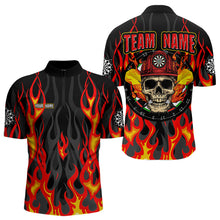 Load image into Gallery viewer, Personalized Skull Firefighter In Flame Custom Darts Shirt For Men, Dart Team Shirts NYN0003