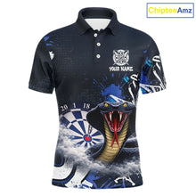Load image into Gallery viewer, Funny Blue Smoke Cobra Men Darts Polo &amp; Quarter-Zip Shirt Custom Graffiti Dart Team Jerseys NYN3078