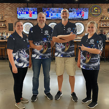 Load image into Gallery viewer, Funny Blue Smoke Cobra Men Darts Polo &amp; Quarter-Zip Shirt Custom Graffiti Dart Team Jerseys NYN3078