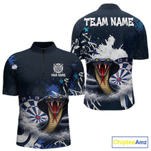 Load image into Gallery viewer, Funny Blue Smoke Cobra Men Darts Polo &amp; Quarter-Zip Shirt Custom Graffiti Dart Team Jerseys NYN3078