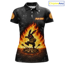 Load image into Gallery viewer, Crazy Rabbit Dartboard Fire Flame Darts Shirt For Women Custom Name &amp; Team Grunge Dart Outfits Jerseys NYN3080